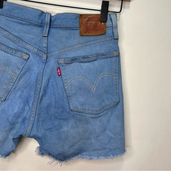 Levi's 501 Denim Cut off Jean Shorts Raw Hem Button Fly Size 26 - Picture 8 of 14
